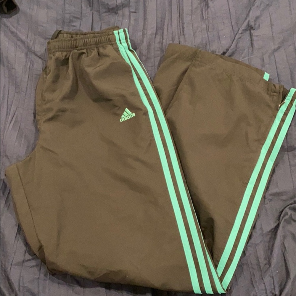 Black and turquoise Adidas joggers